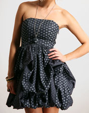 robe bustier bouffante pois gris a louer pour soiree