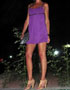 location robe courte violette, dos nu BCBG