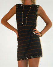 location de robe noire sequins et rayure or