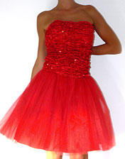 Robe bustier et jupe tulle rouge en location