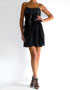 location robe bustier noire a sequins, jupe volants BDBG