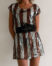 Robe sequnins argent et marron en location