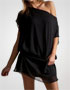 Robe tunique noire en crpe en location