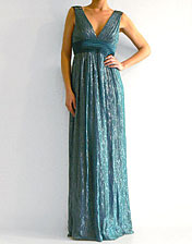 location robe longue de soiree bleu vert BCBG