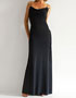 Location robe longue noire, fendu sur un ct