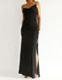 Location robe longue noire, fendu sur un ct