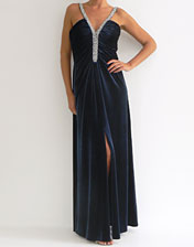 Robe longue velours bleu marine en location