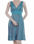 robe mi-longue plisse bleu, decolett V, BCBG en location