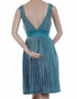 robe mi-longue plisse bleu, decolett V, BCBG en location