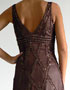 robe mi-longue marron et sequins dors en location