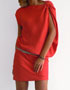 location robe en soie, rouge avec bijou, LES PETITES 