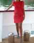 location robe en soie, rouge avec bijou, LES PETITES 