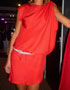 location robe en soie, rouge avec bijou, LES PETITES 